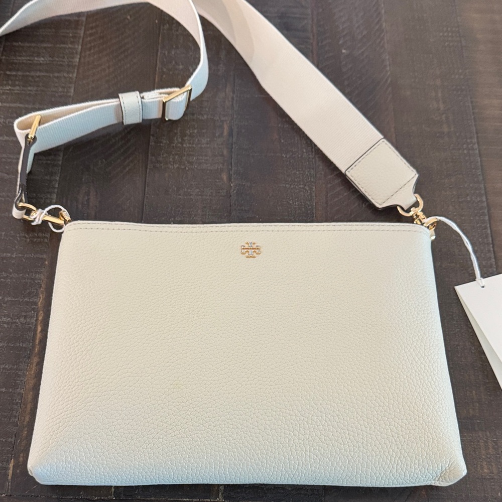 Tory Burch Cream Crossbody Bag with Gold Accents